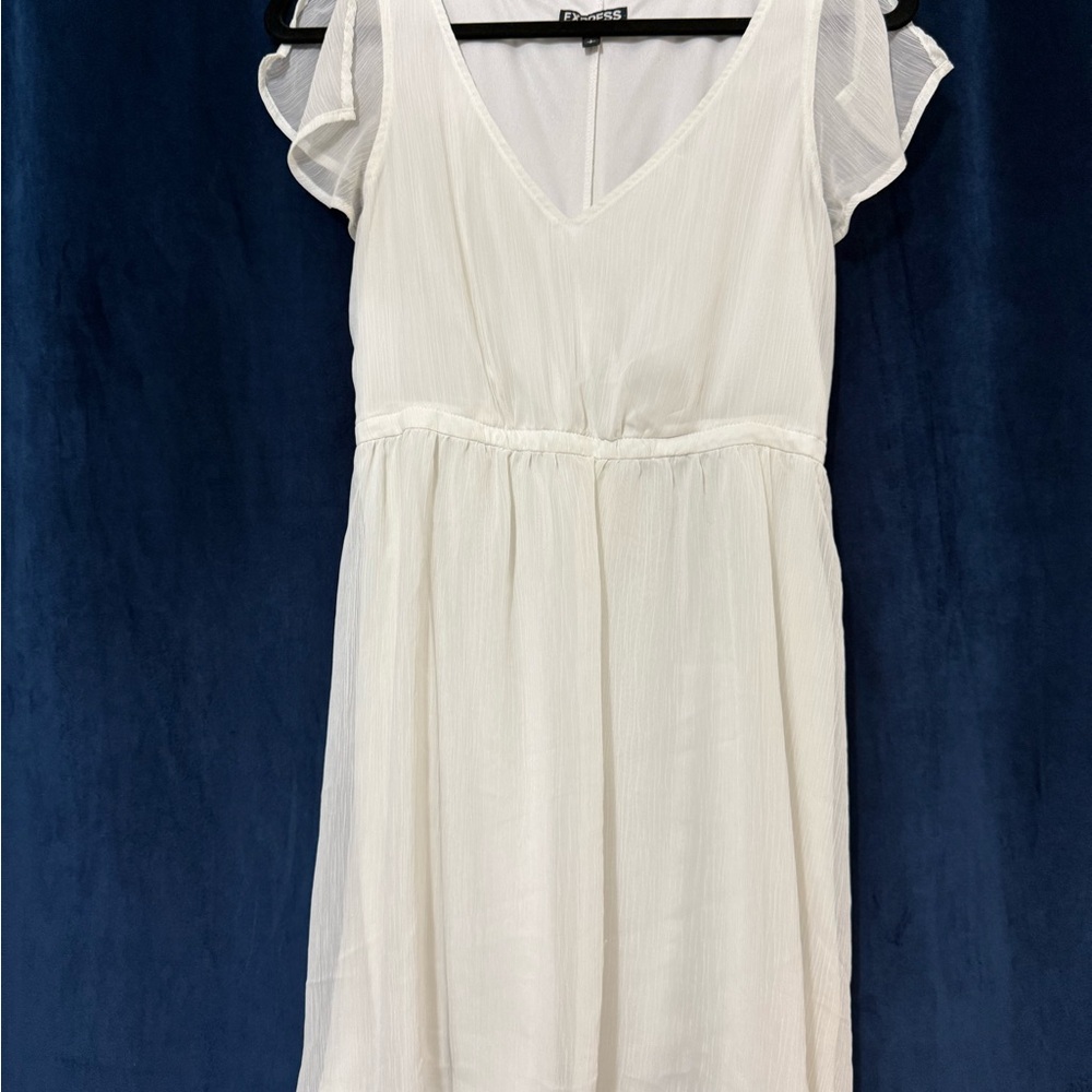 Express White Flutter Sleeve Dress
